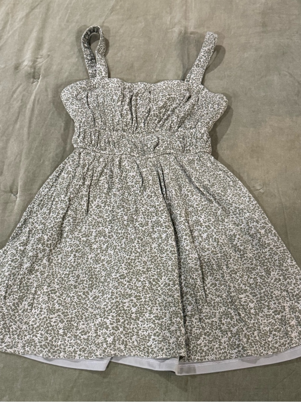 Altar’d State Floral Smocked Mini Dress XS Sage Green Cottagecore